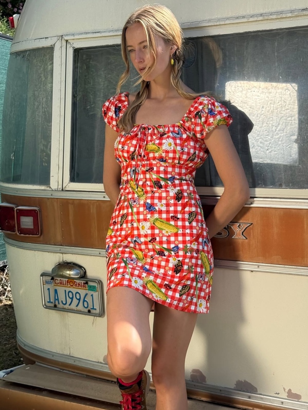 Lisa Says Gah Suzy dress in garden critters gingham size 3X